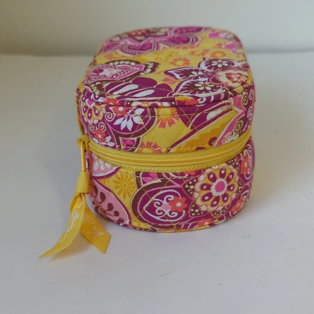 Vera Bradley Yellow & Pink Paisley Oval Jewelry Case Organizer Case Box